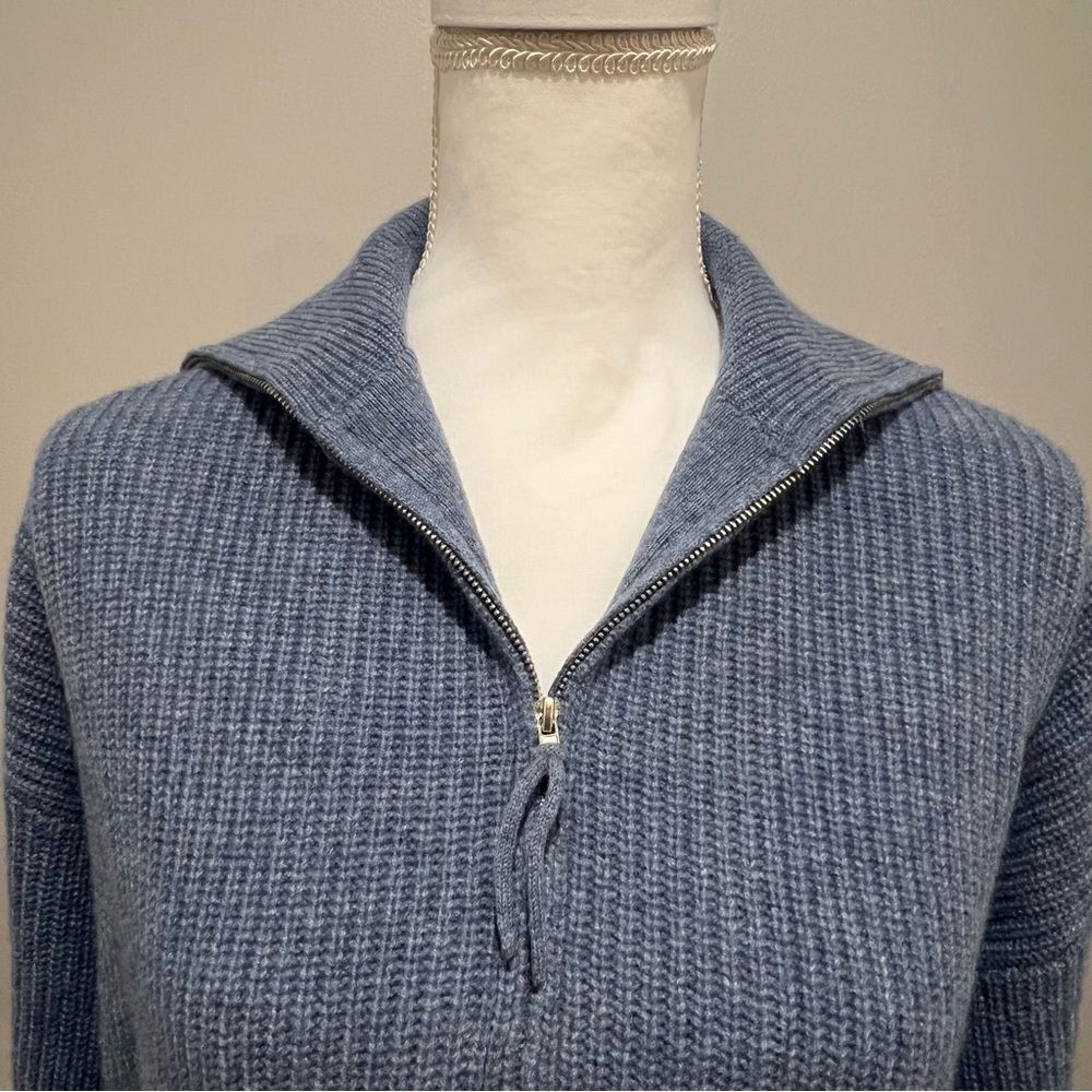 NWT Revolve One Grey Day women's cashmere quarter zip sweater size large - Picture 6 of 9